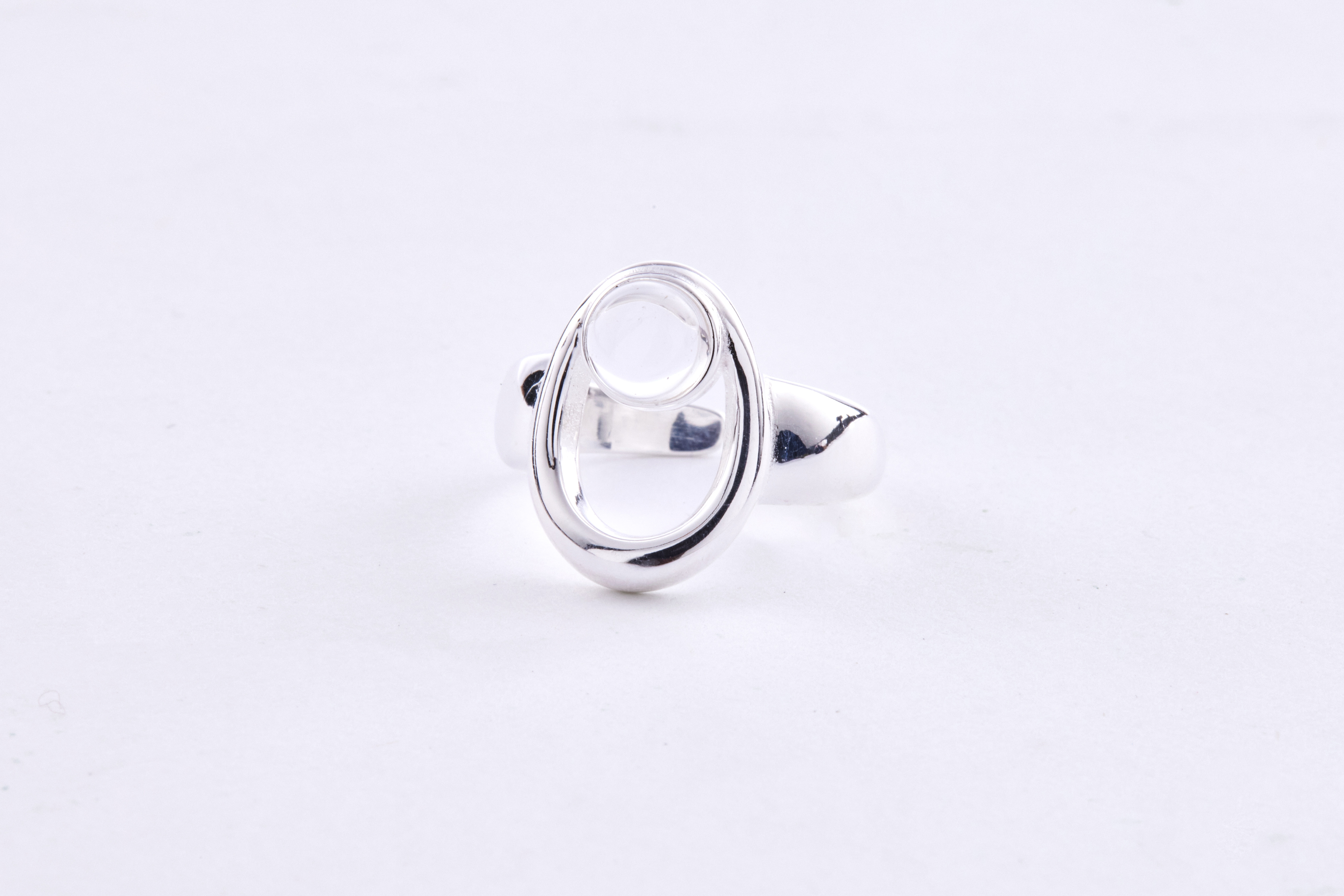 R1255 | 純銀簍空白水晶戒指