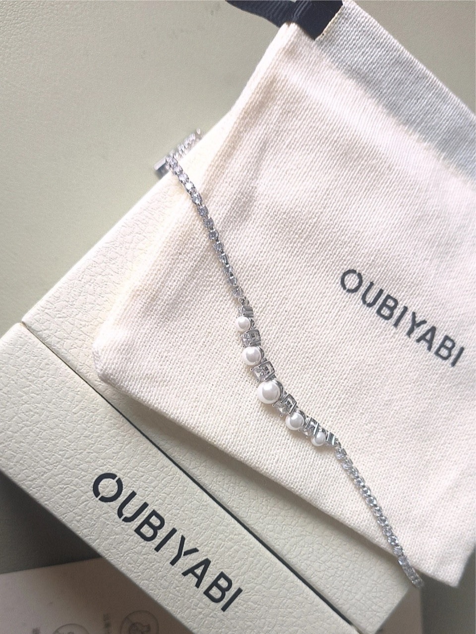 【預購】趙露思同款 OUBI.YABI 星河系列 銀白 珍珠拼接鑽 手鍊