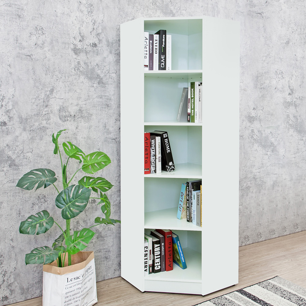 南亞塑鋼-1.9尺開放式5格轉角書櫃/角落收納置物櫃/展示櫃