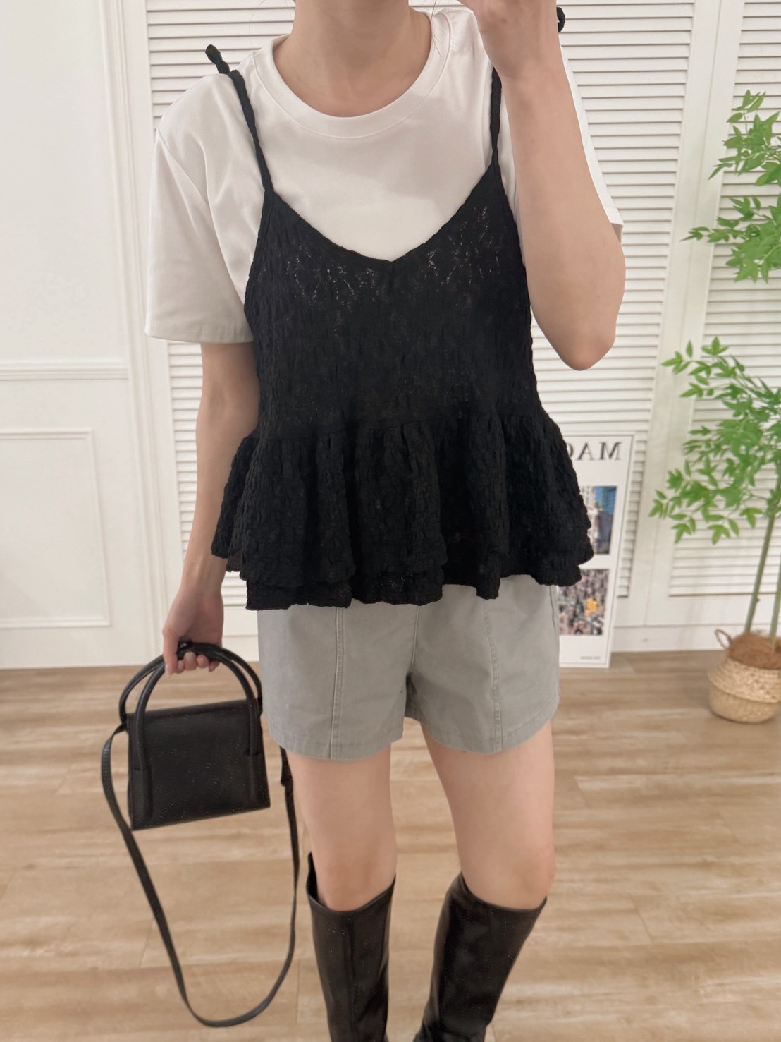 法朵Fado shop｜緹花綁帶雙層背心 1705002 三色