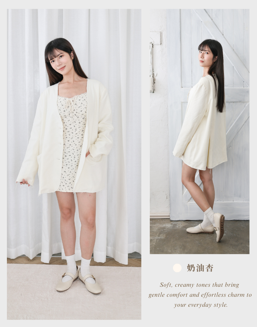 Sanly Joy 艾莉絲軟牛皮瑪莉珍鞋 奶油杏色 女生瑪莉珍鞋穿搭