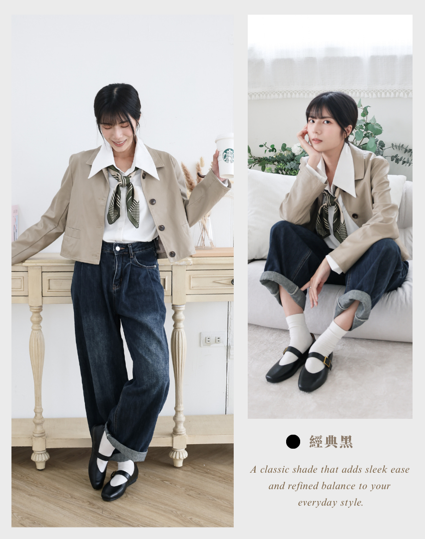 Sanly Joy 艾莉絲軟牛皮瑪莉珍鞋 經典黑 瑪莉珍平底鞋日常穿搭