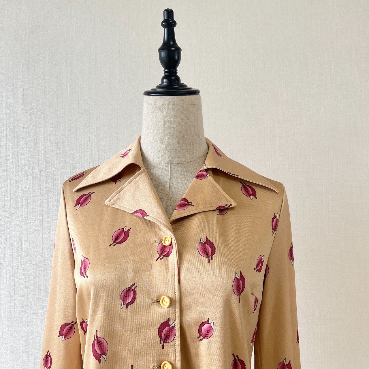 金色紅葉圖案古著上衣