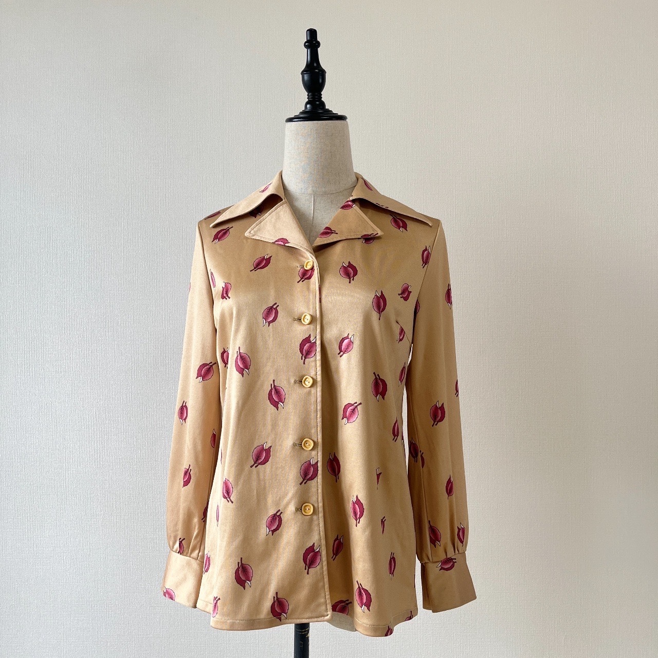 金色紅葉圖案古著上衣