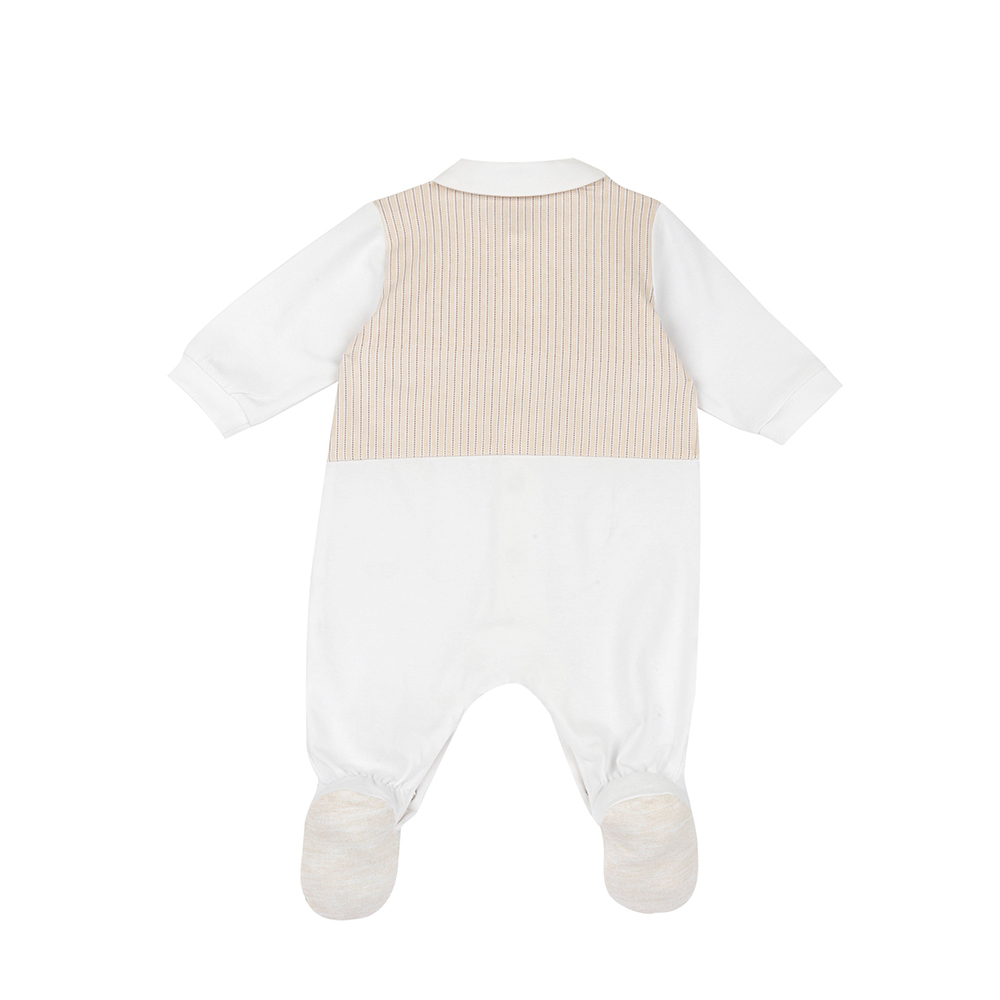 飛行小熊-假兩件式背心前開長袖兔裝