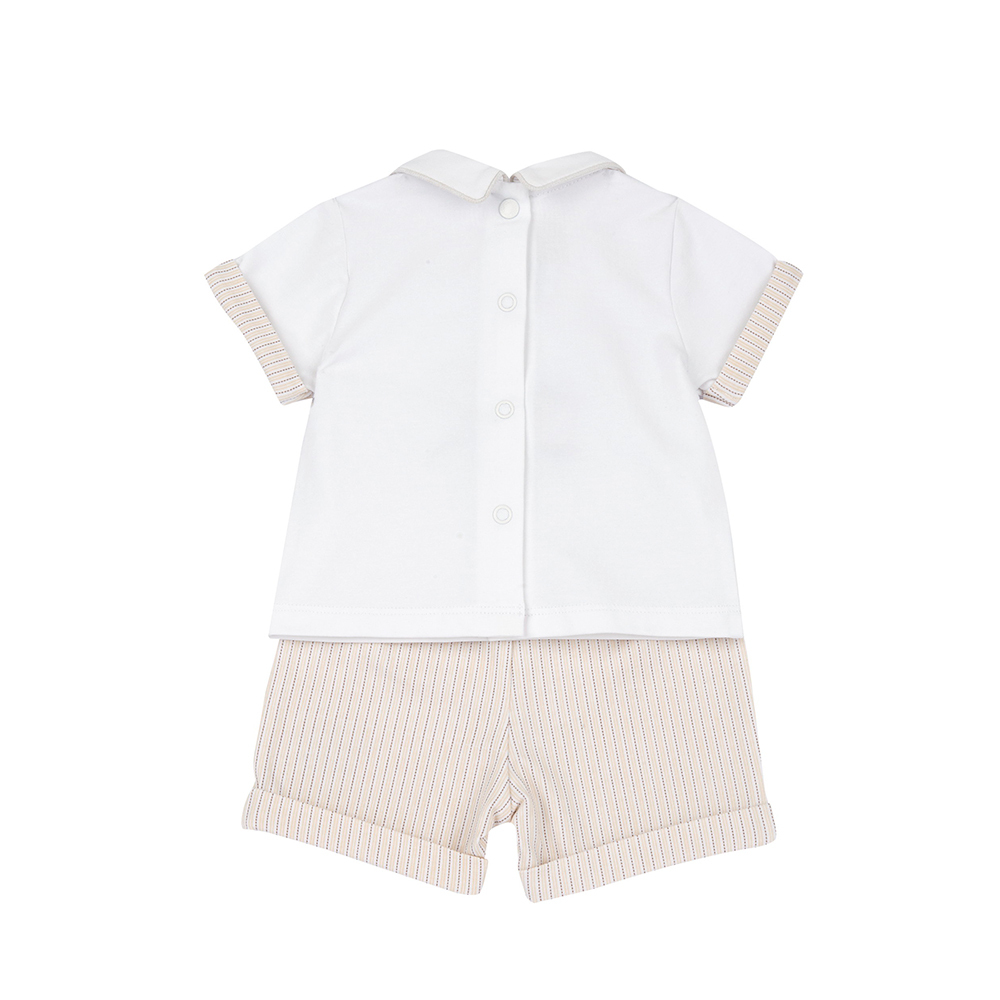 飛行小熊-有領短袖+直條短褲套裝