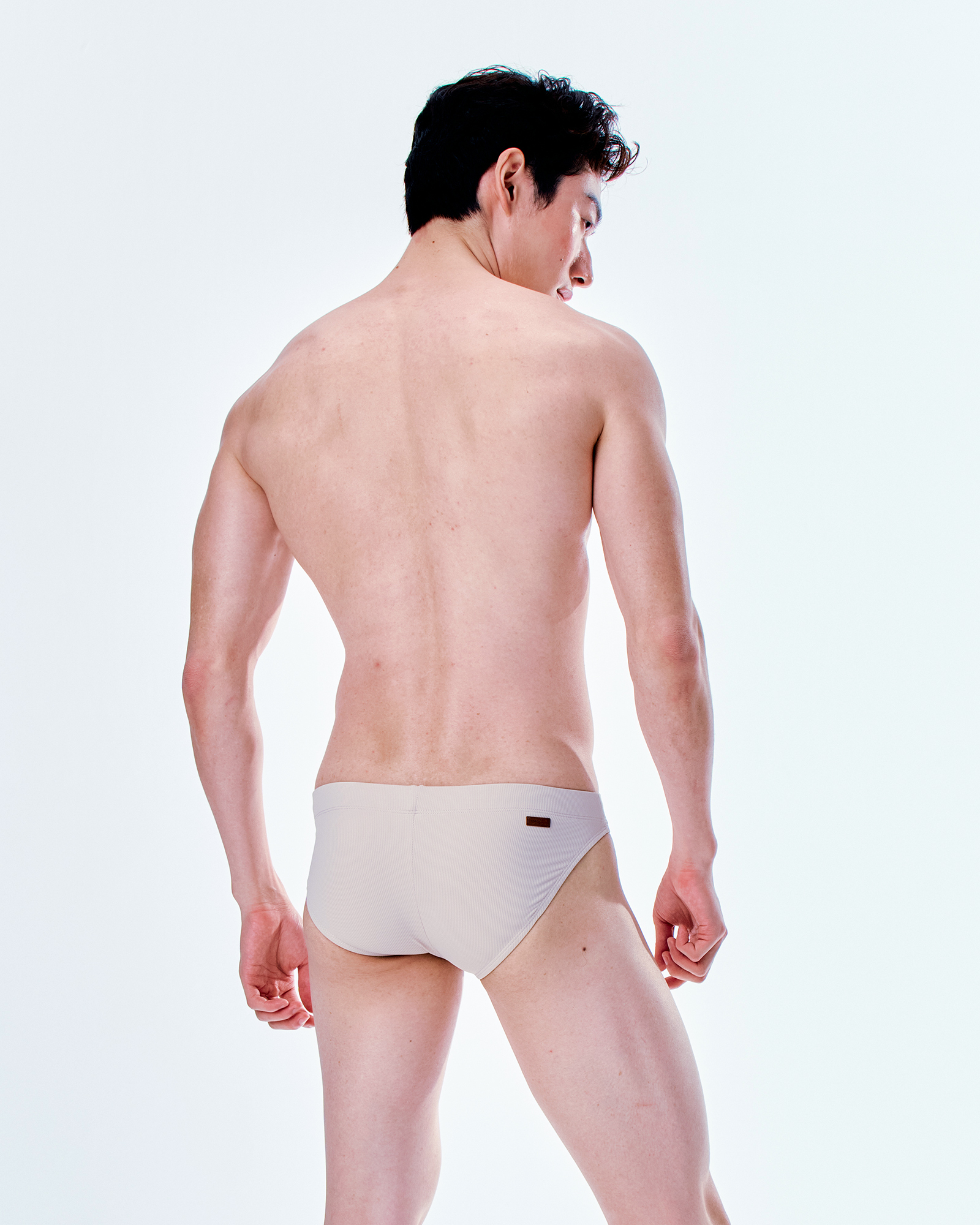 【羅紋漠色】Saxon 男性低腰三角泳褲