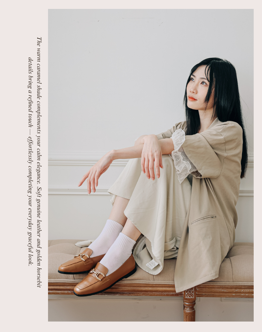Sanly Joy 復古棕馬蹄釦樂福鞋 女生優雅氣質穿搭