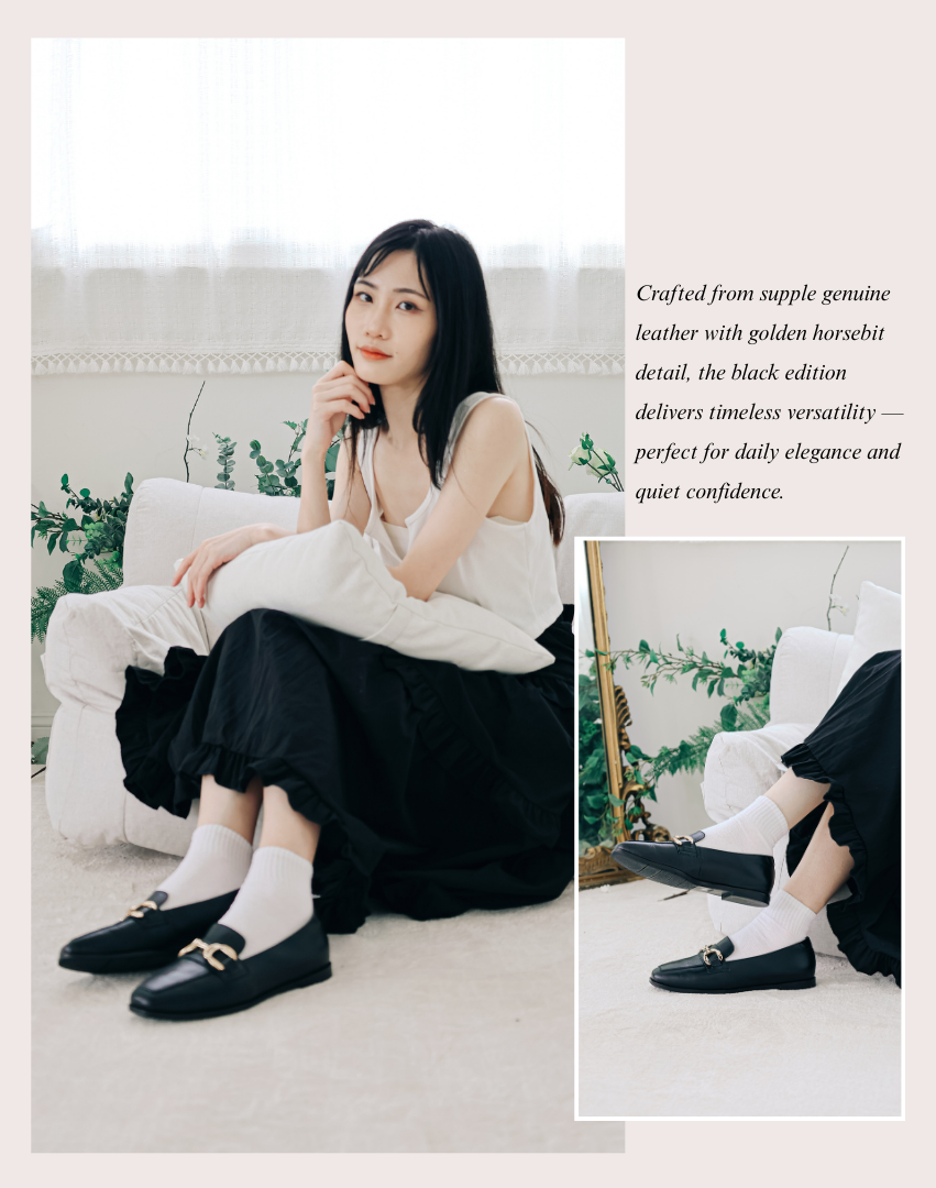 Sanly Joy 復古黑馬蹄釦樂福鞋 女生日常優雅穿搭