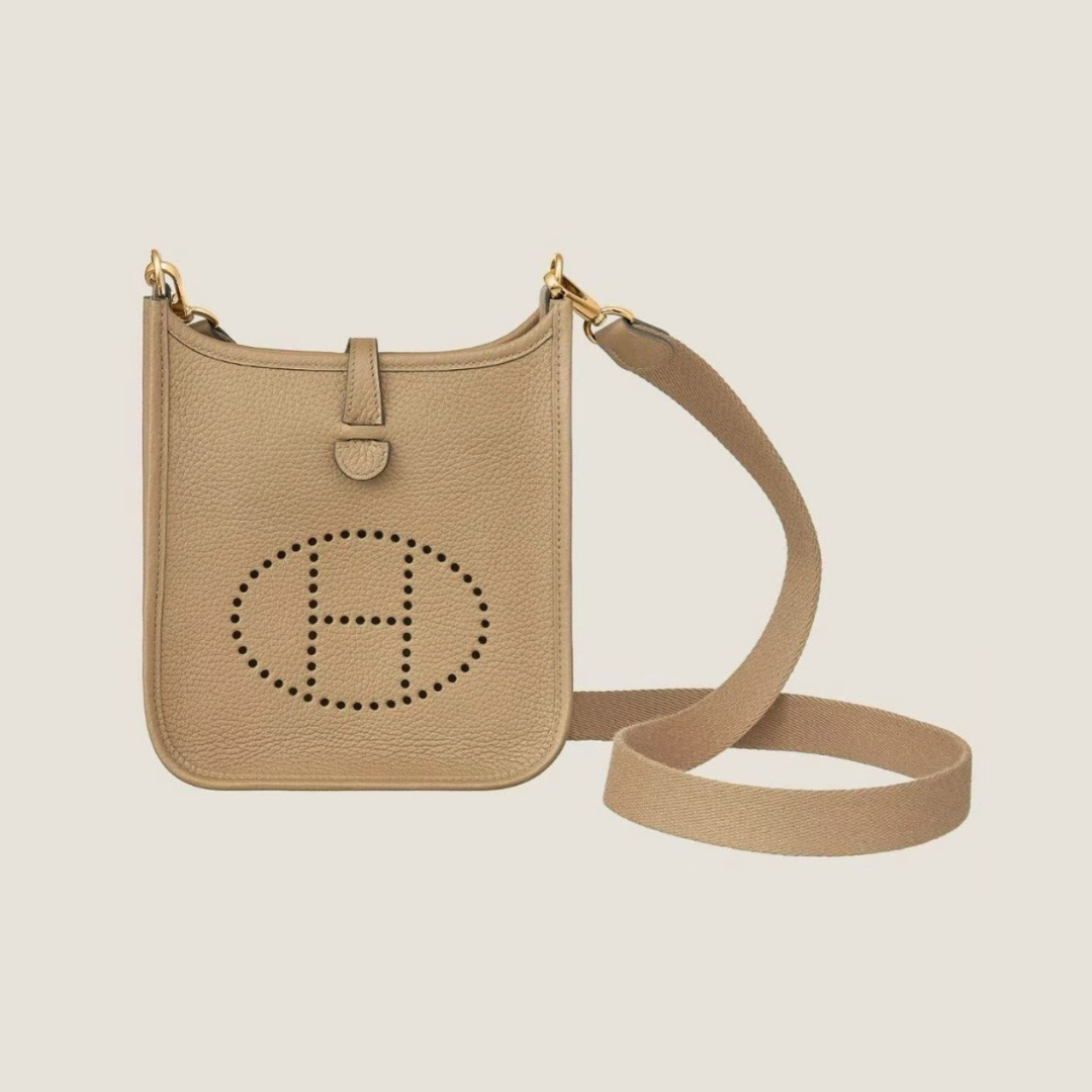 1YK0312-037 [HERMES] Mini Evelyne S2風衣灰金扣 K Stamp/Tc (BR)