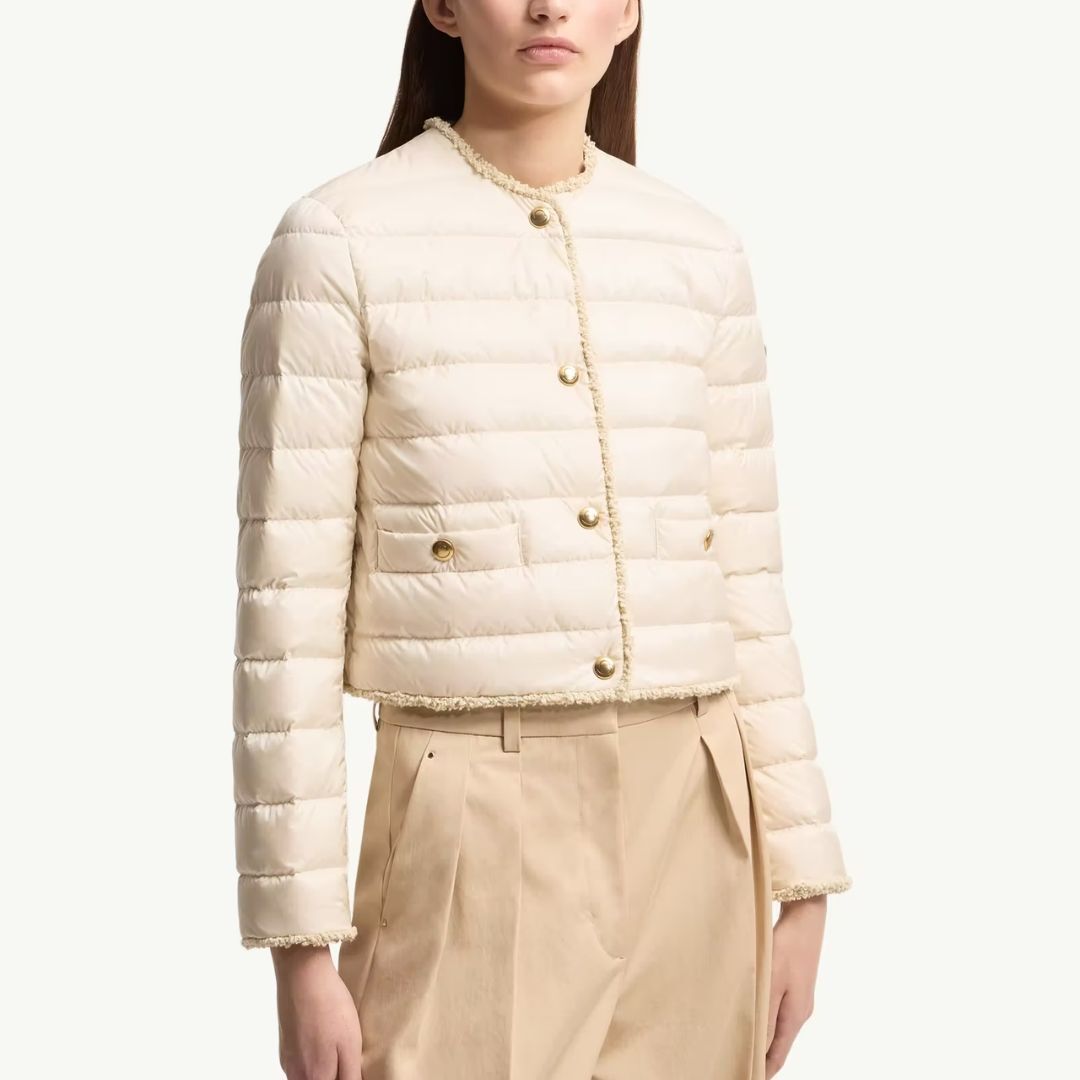 1DA0313-004 [MONCLER] Fleurs Bouclé-Trimmed Short Down Jacket Light Beige #L10931A00104597YF/20N/2 (BR)