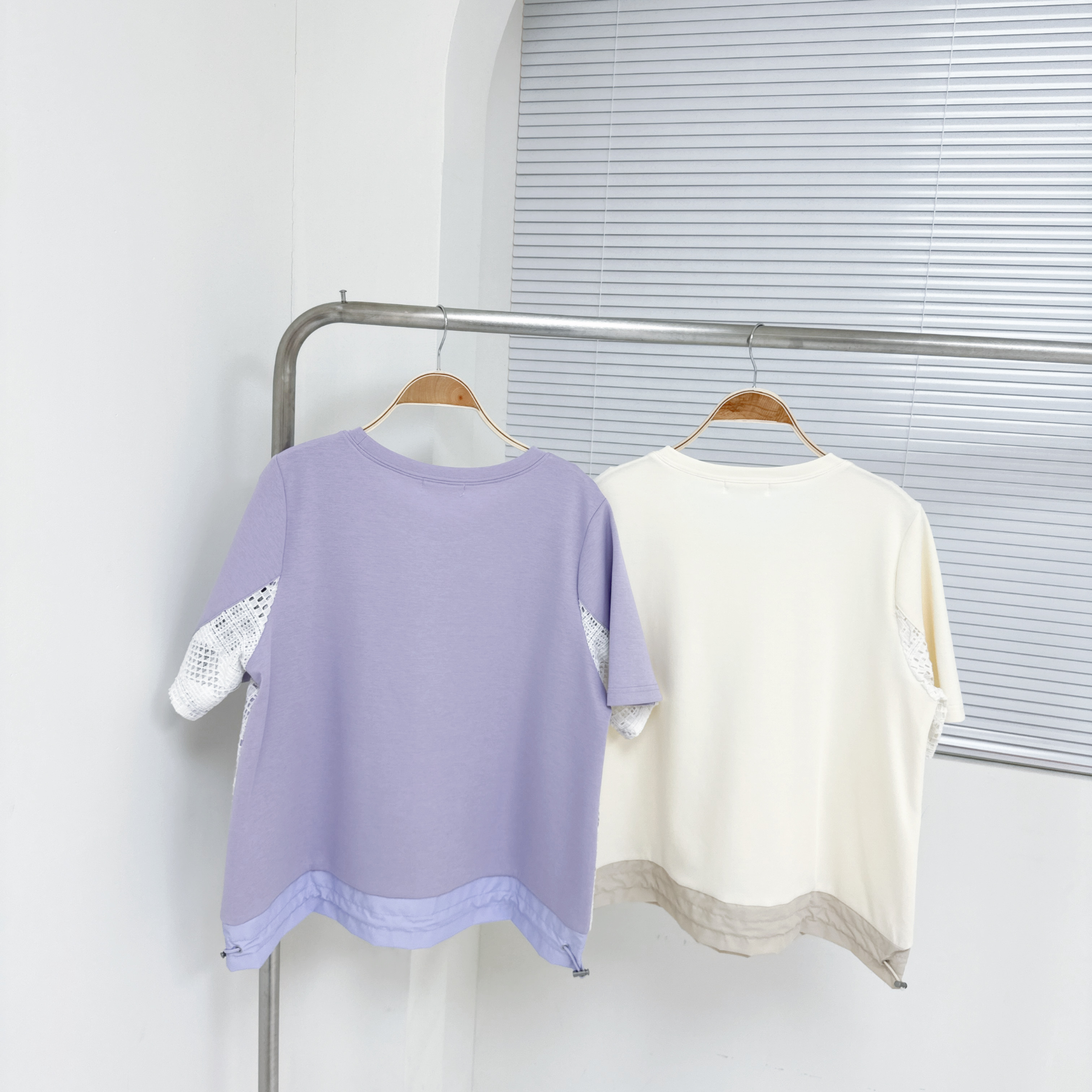 【廠家制】拼通花布腳索繩棉短袖TOP (A15-A16)