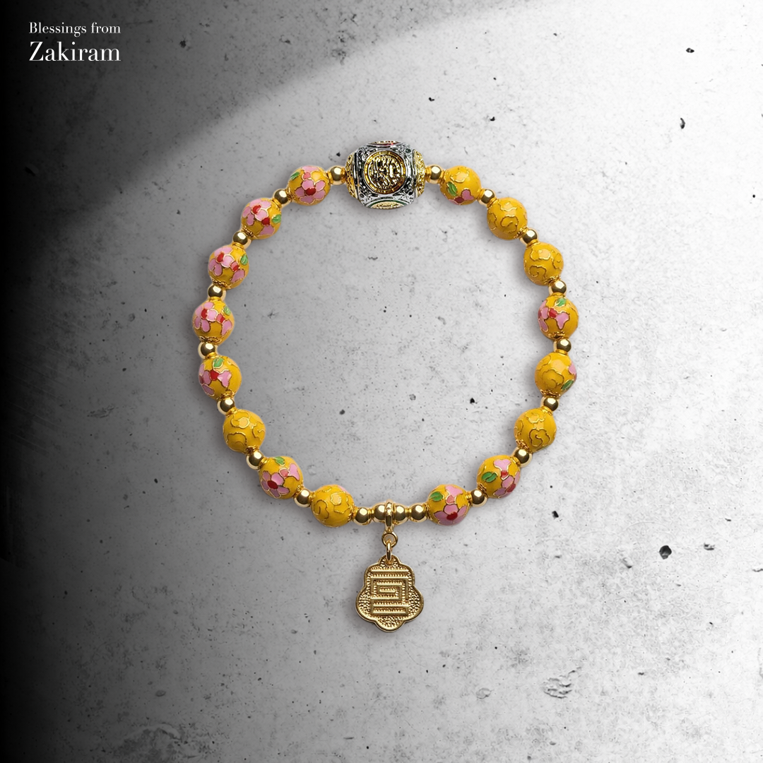 2026 獨家訂製款 掐絲琺瑯工藝珠 手串（黃色正財