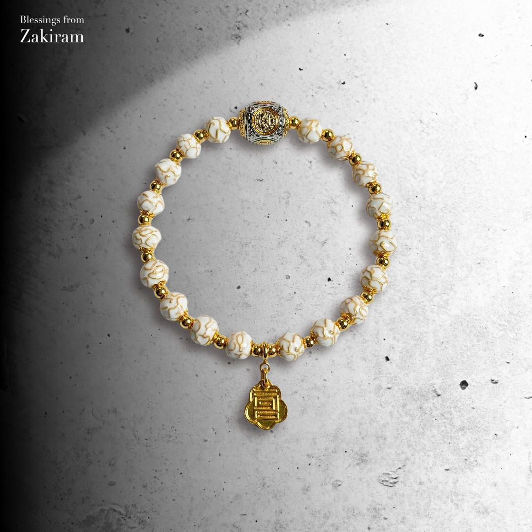 2026 獨家訂製款 掐絲琺瑯工藝珠 手串（白色 智慧財