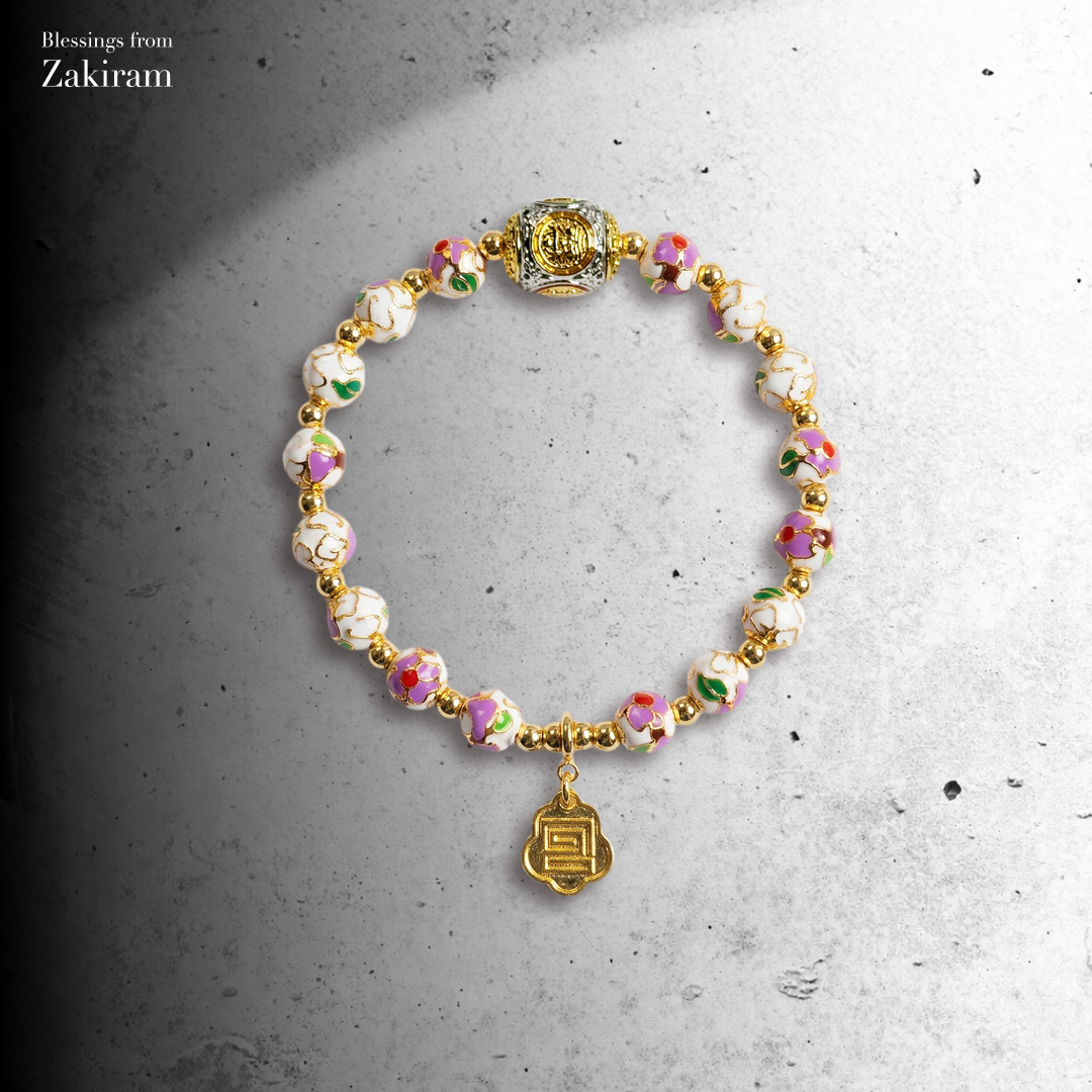 2026 獨家訂製款 掐絲琺瑯工藝珠 手串（紫花白