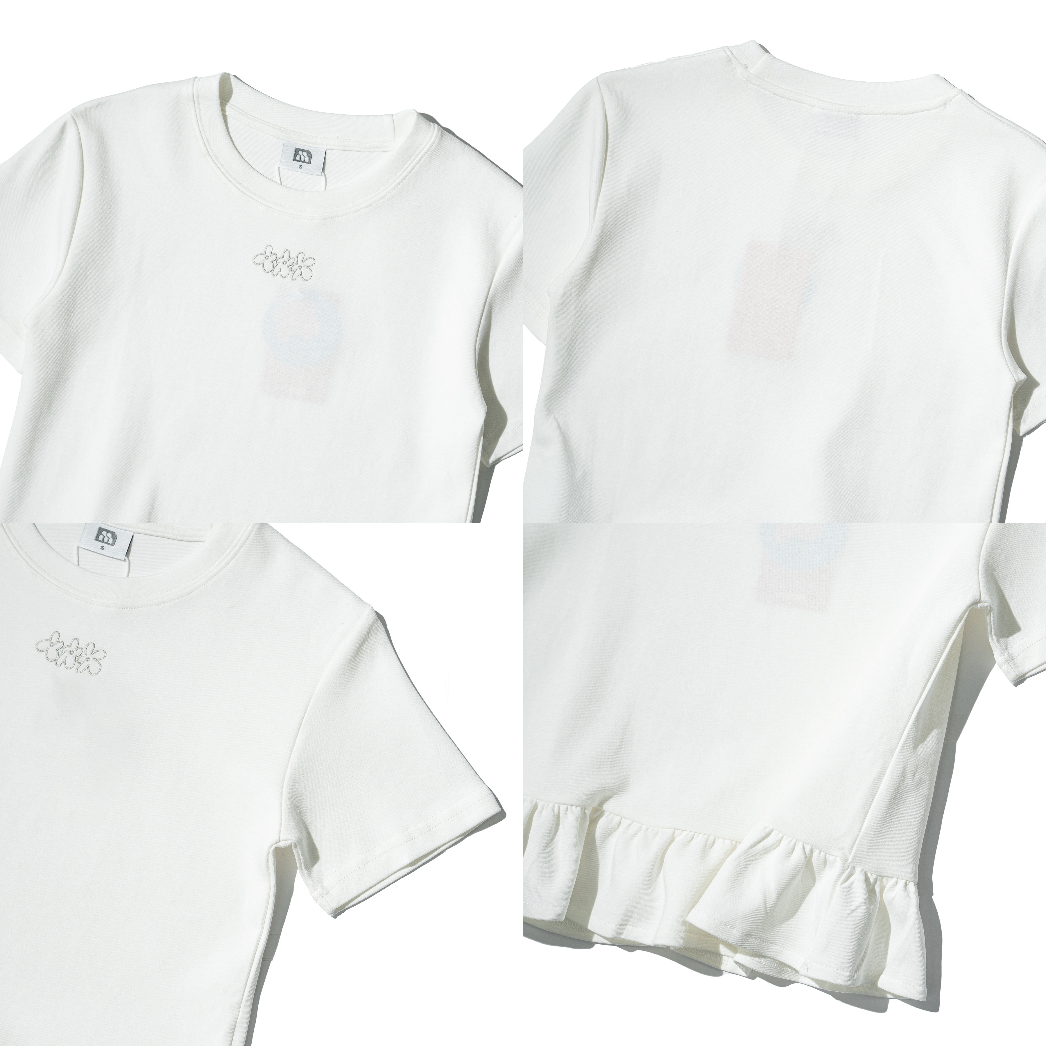 AGILITY MIAO Ruffle Slim Tee 荷葉邊 合身 刺繡短Tee [M-T7]