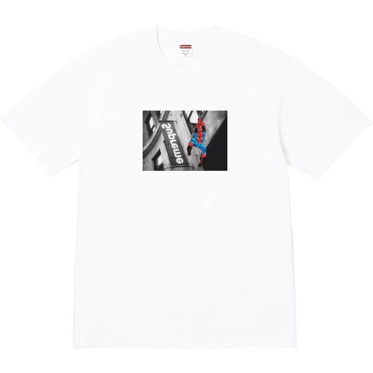 -(B4e03)-SUPREME SPIDER-MAN TEE 蜘蛛人聯名系列 短T 白/黑色-SS26T56