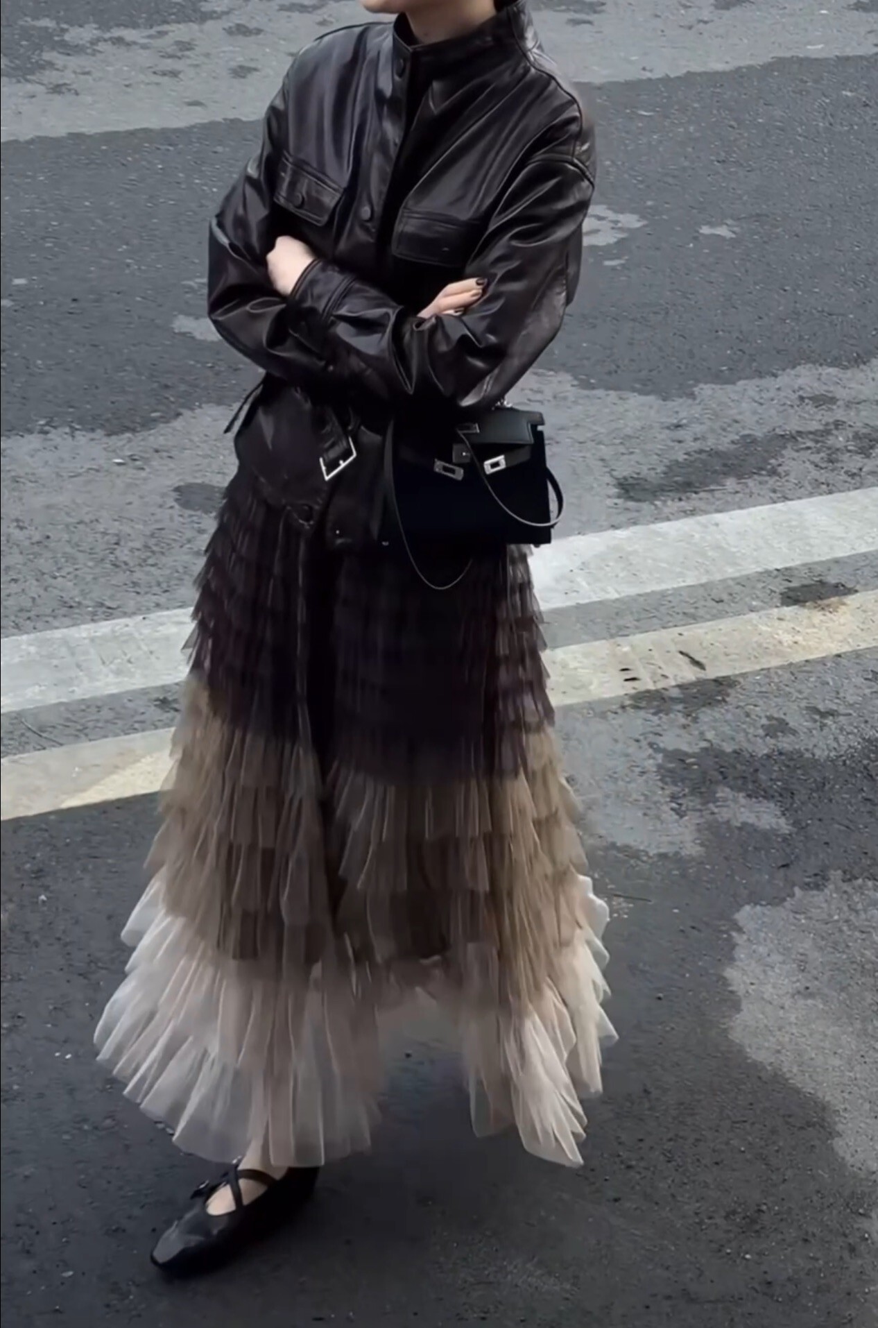 立領羊皮收腰皮衣(香港設計師)