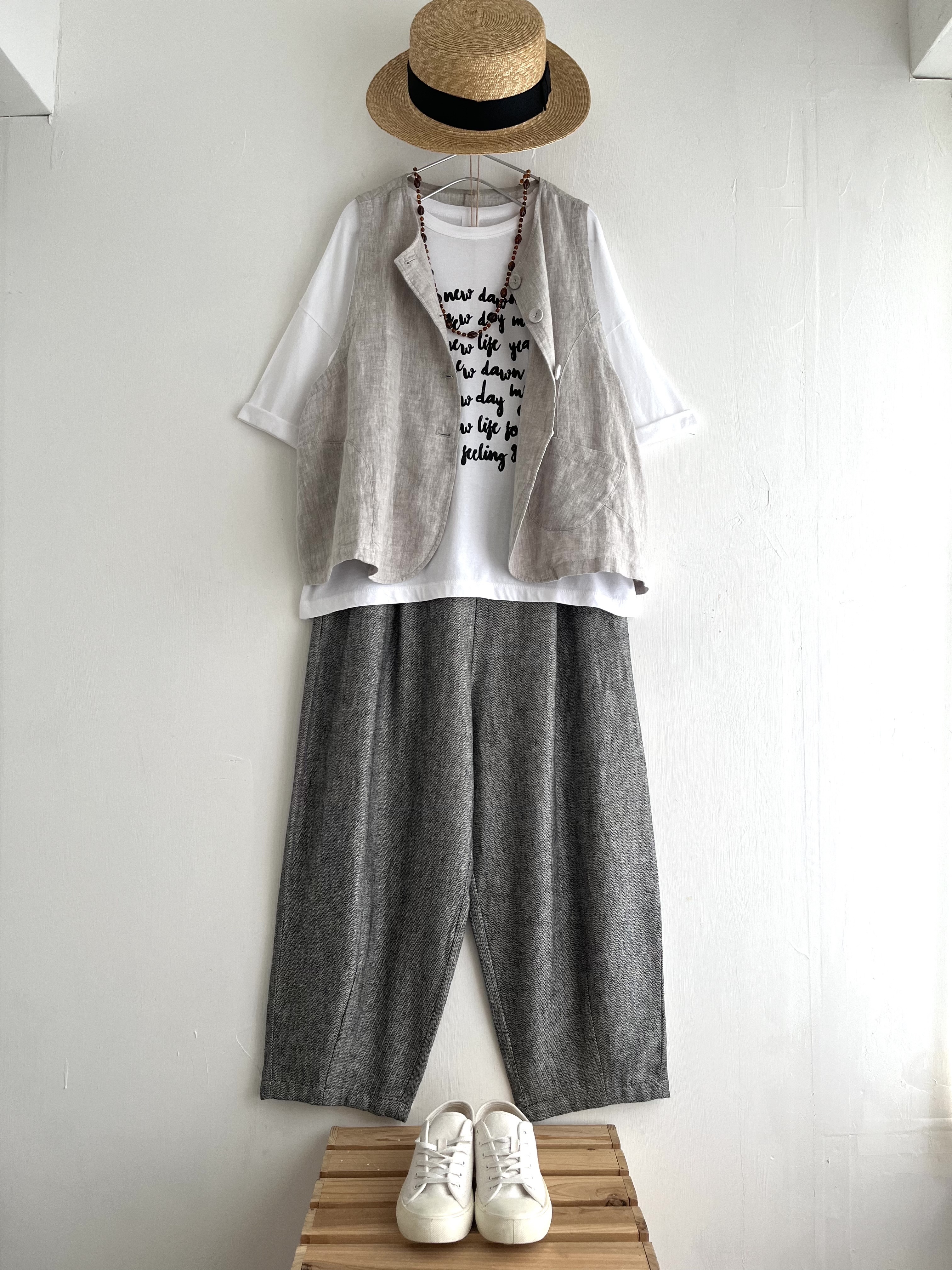 blue willow灰黑色暗紋闊褲