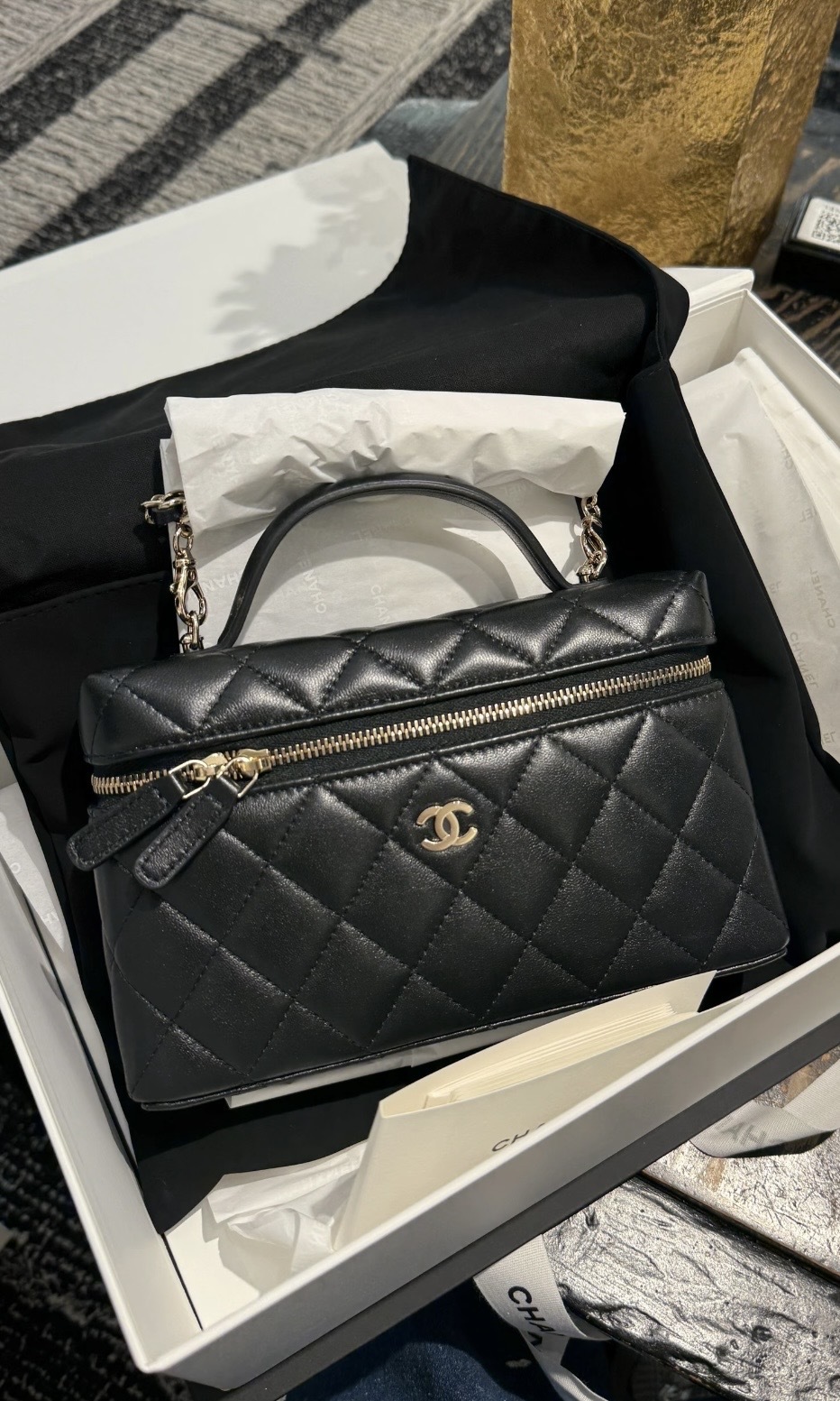 Chanel 25P飯盒袋 黑金色