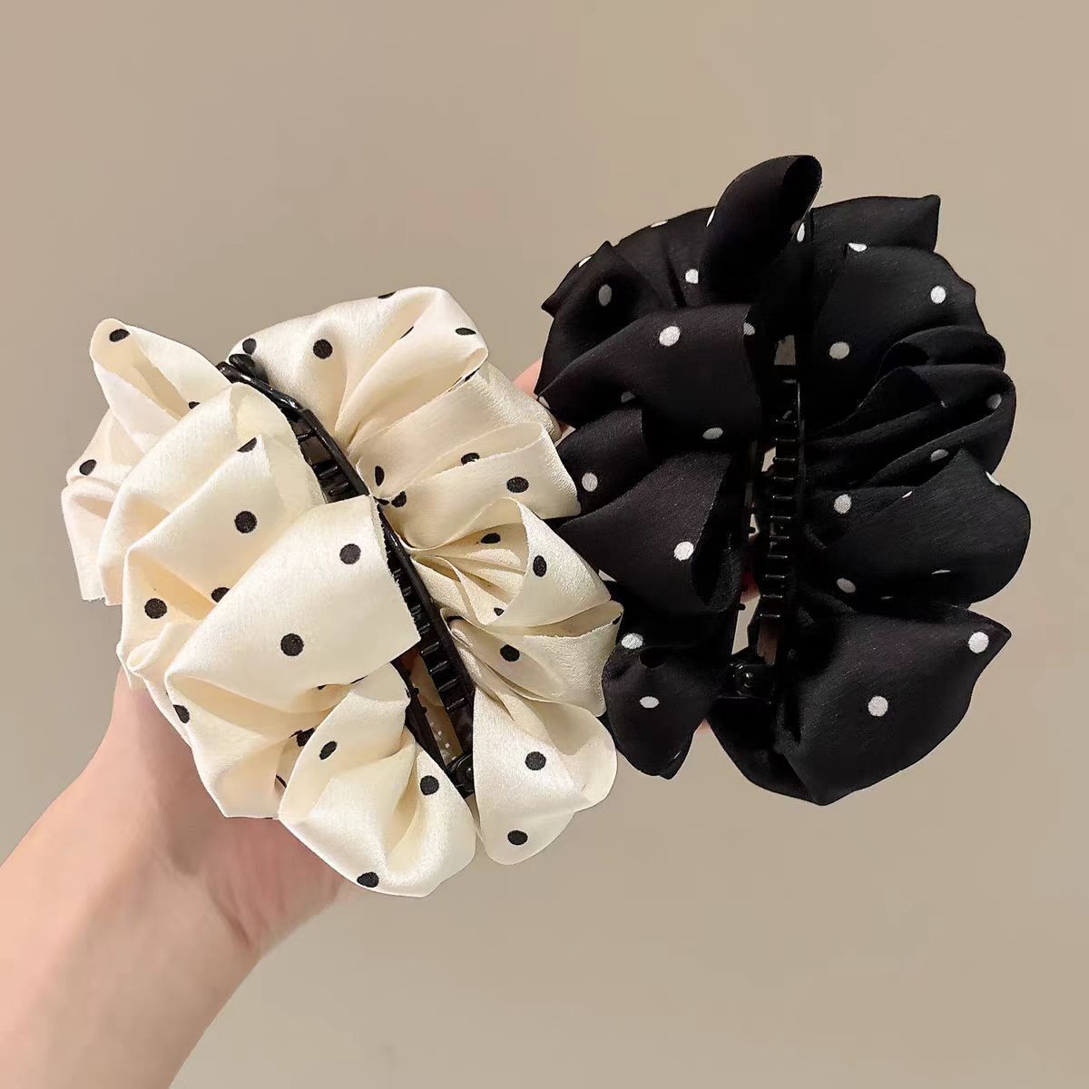 [2 FOR RM10] French Vintage Polka Dot Floral Banana Clip