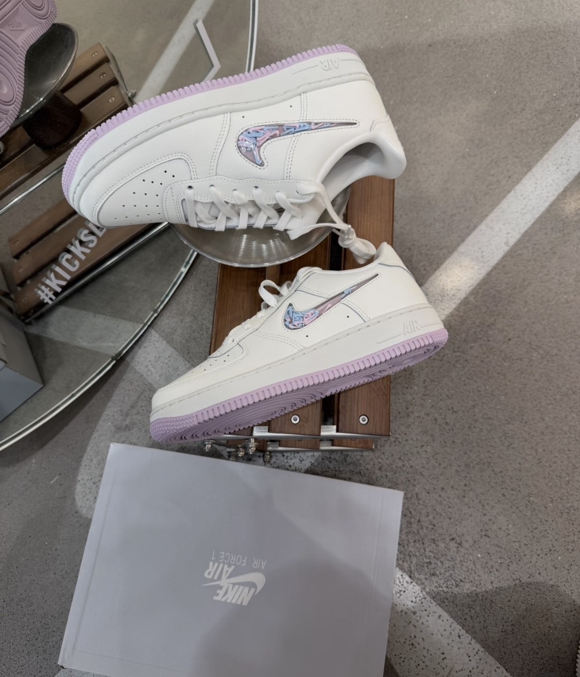 <國外限定♥> NIKE Air Force 1 GS 奶油紫 透明流沙勾勾 女鞋
