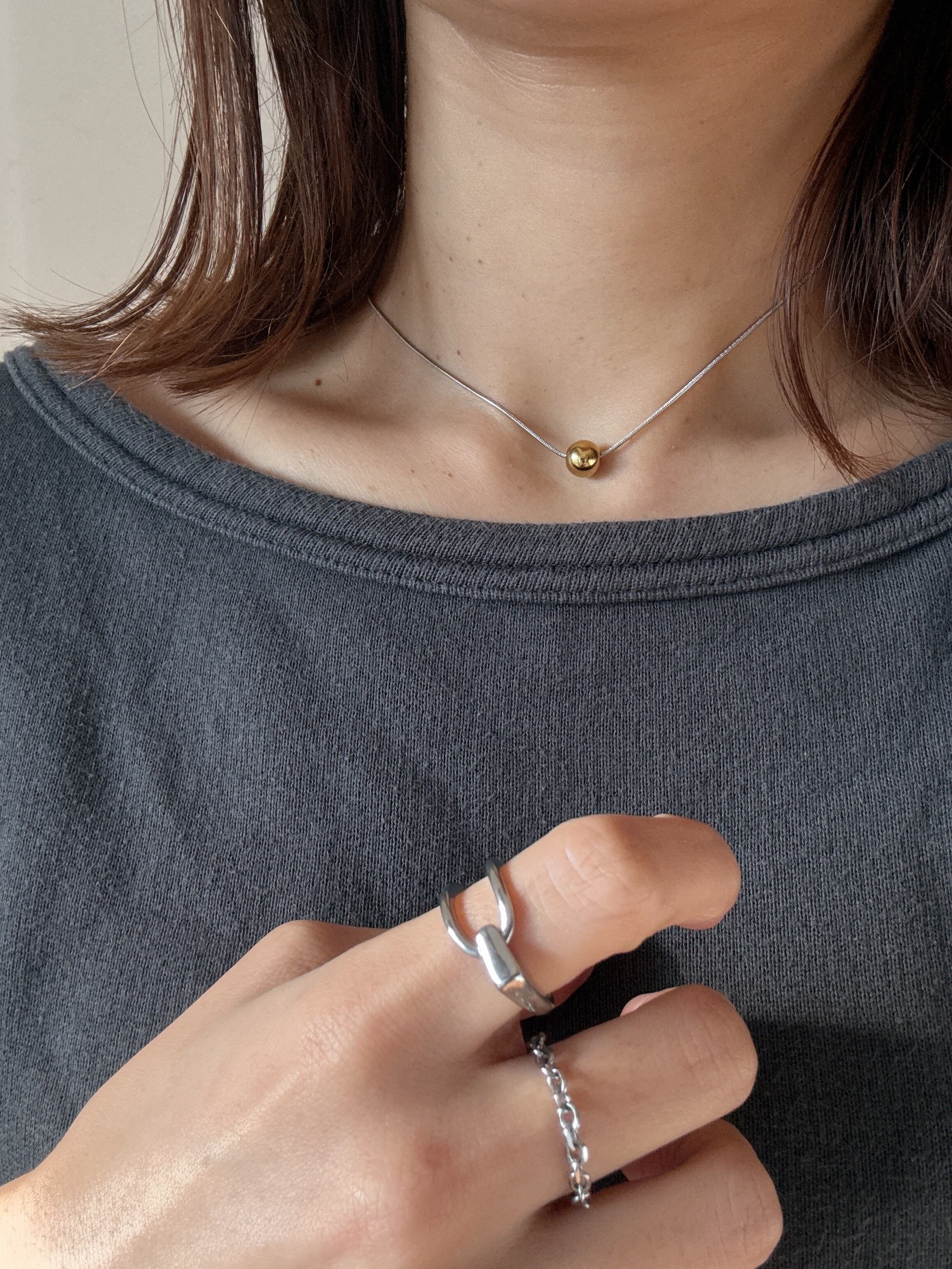 bicolor ball charm necklace