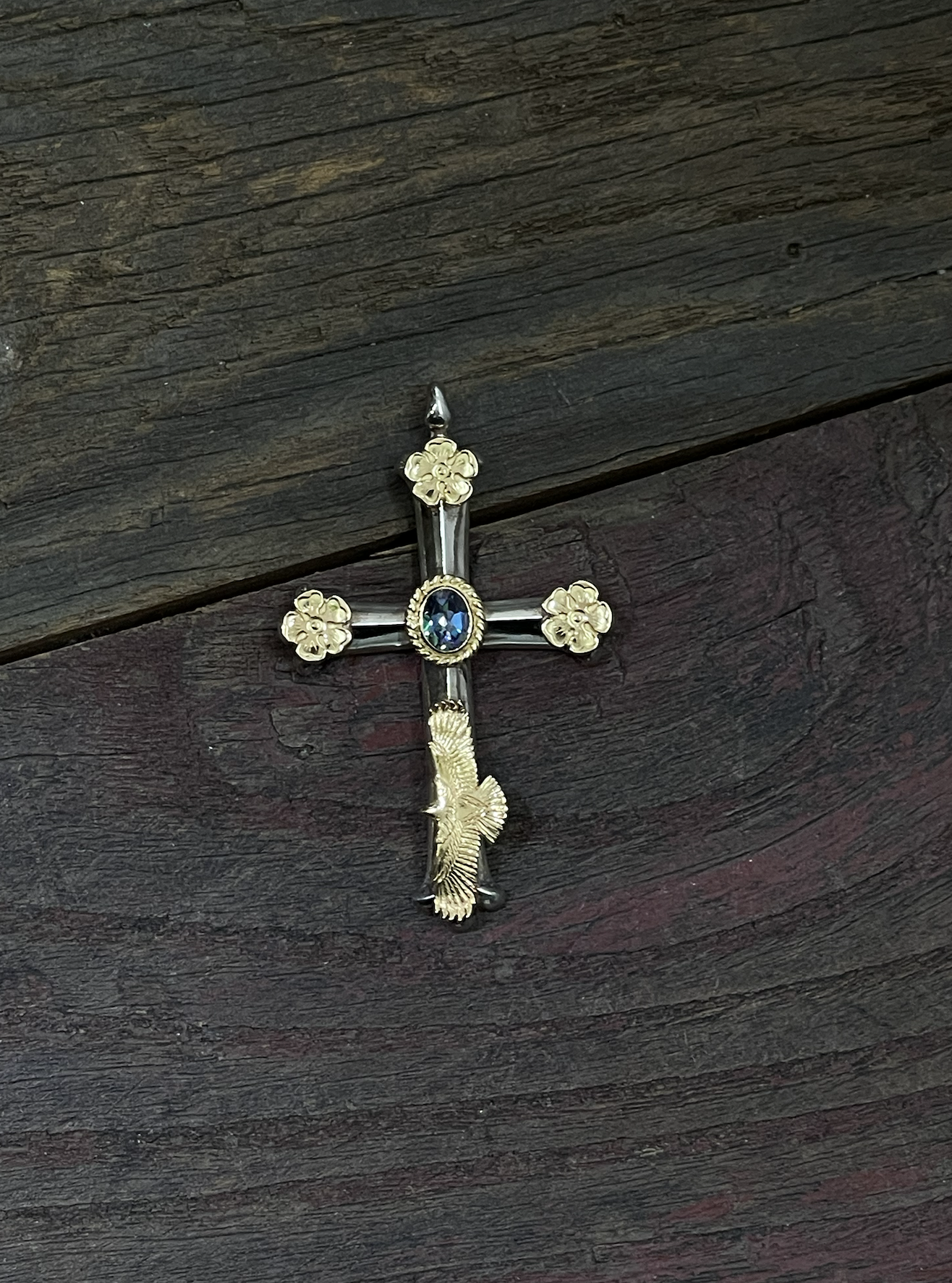 金繩Rainbow Topaz Cross/ 點金三花/ K18 Eg-05