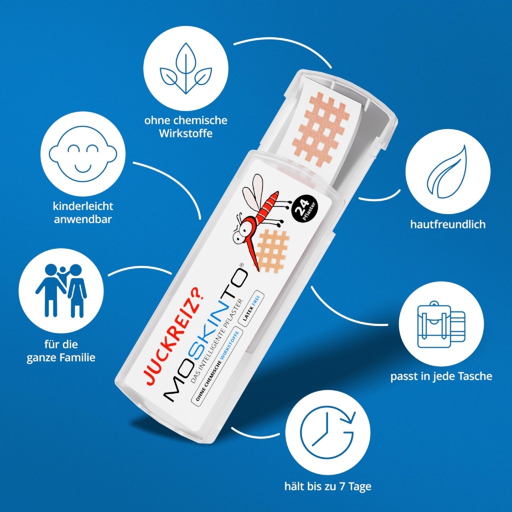 德國 MOSKINTO 蚊子叮咬止癢貼片 24片入 素色款