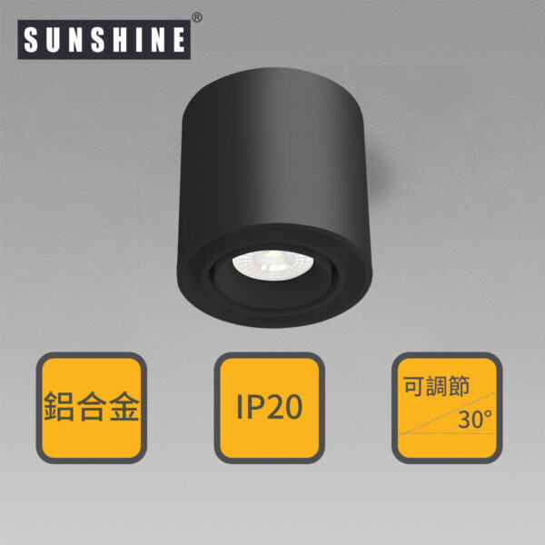 [黑色] 單頭圓形盒仔燈燈具(不包GU10燈膽) FSAB-C1