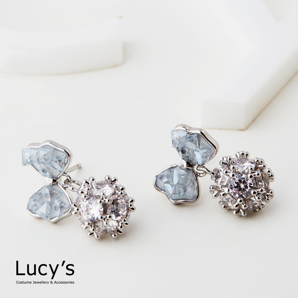 甜美晶鑽球 耳環 (二色) (126999/127000)