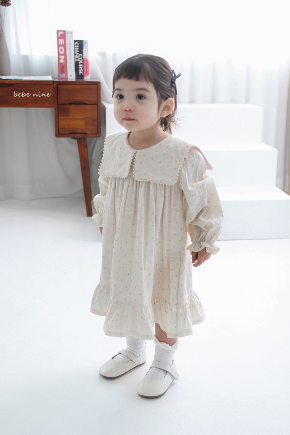 Bebe nine 荷葉花邊連身裙/ 2色