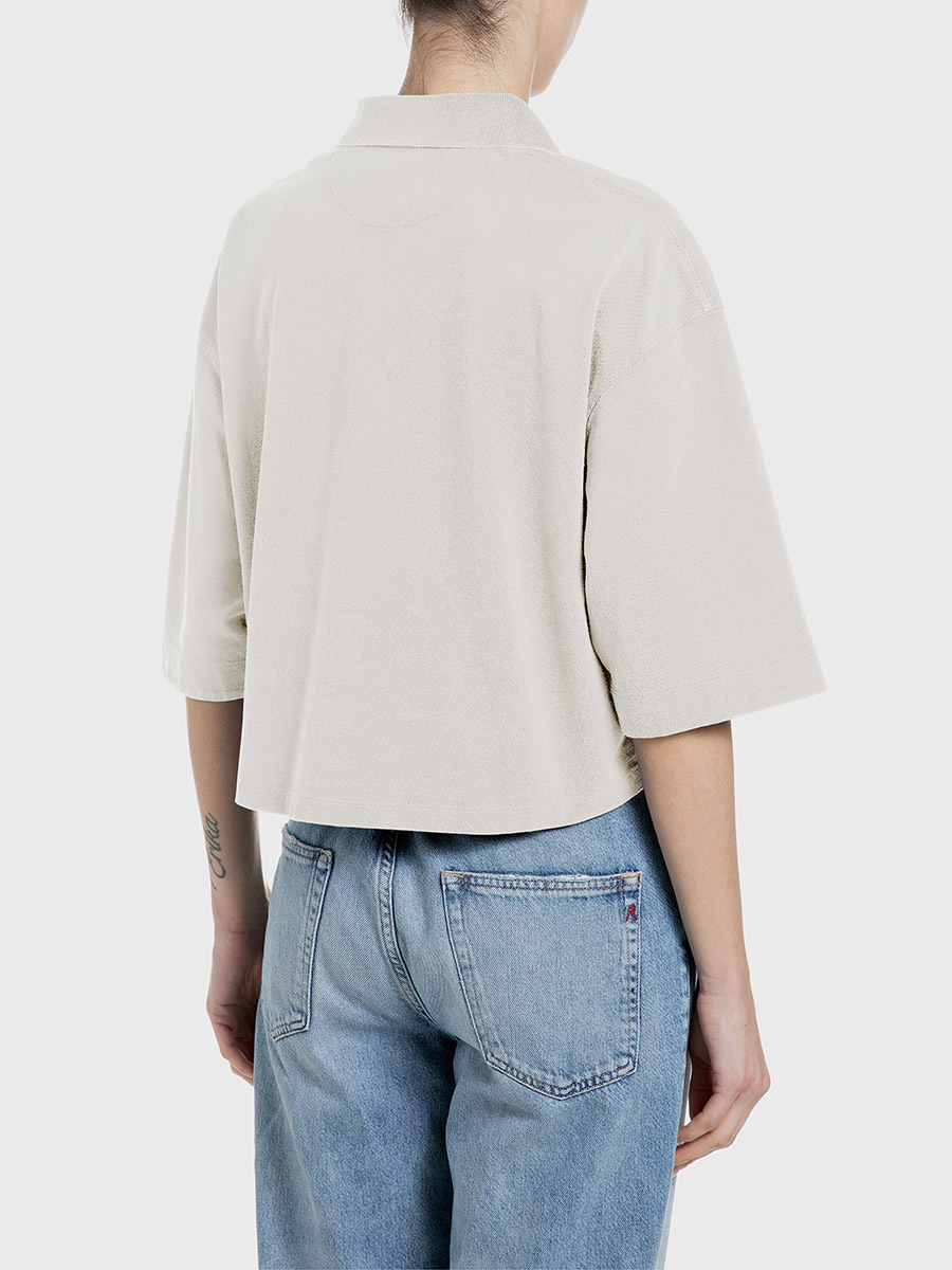 淺灰色短版棉質Polo衫