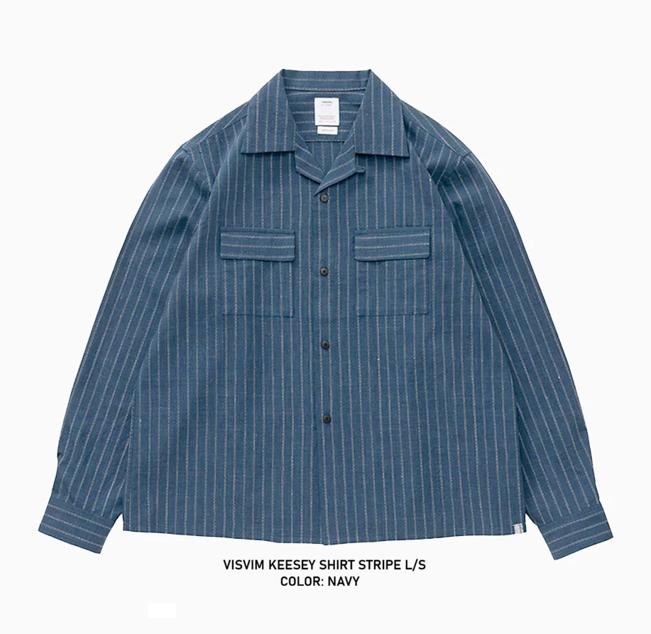 VISVIM KEESEY SHIRT STRIPE L/S - NAVY PRE ORDER ITEM (預訂中)
