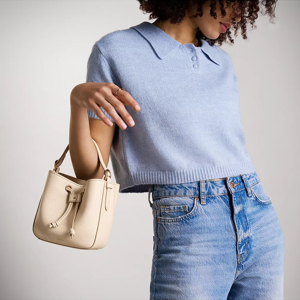 Tessa 真皮束口水桶包-白色 SHB3196111