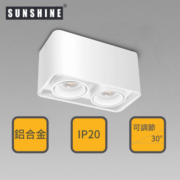 [白色] 雙頭方形盒仔燈燈具(不包GU10燈膽) FSAA-S2