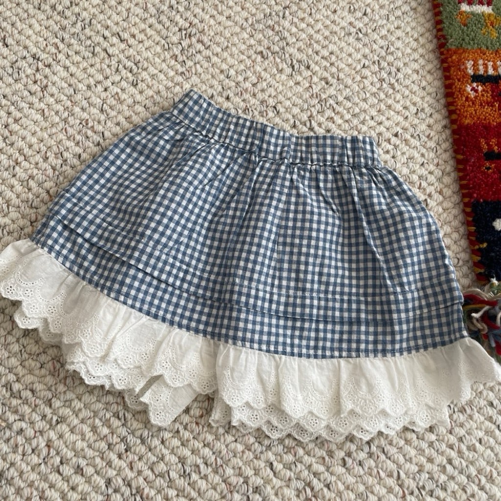 緹花邊格紋短裙