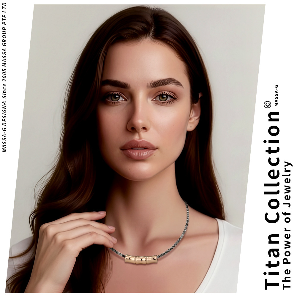 MASSA-G Titan X1 Mini 3mm超合金鍺鈦項鍊搭配白鋼彎墬