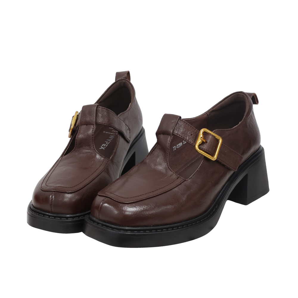 (現+預) 方頭粗跟柔軟瑪莉珍鞋 -2色