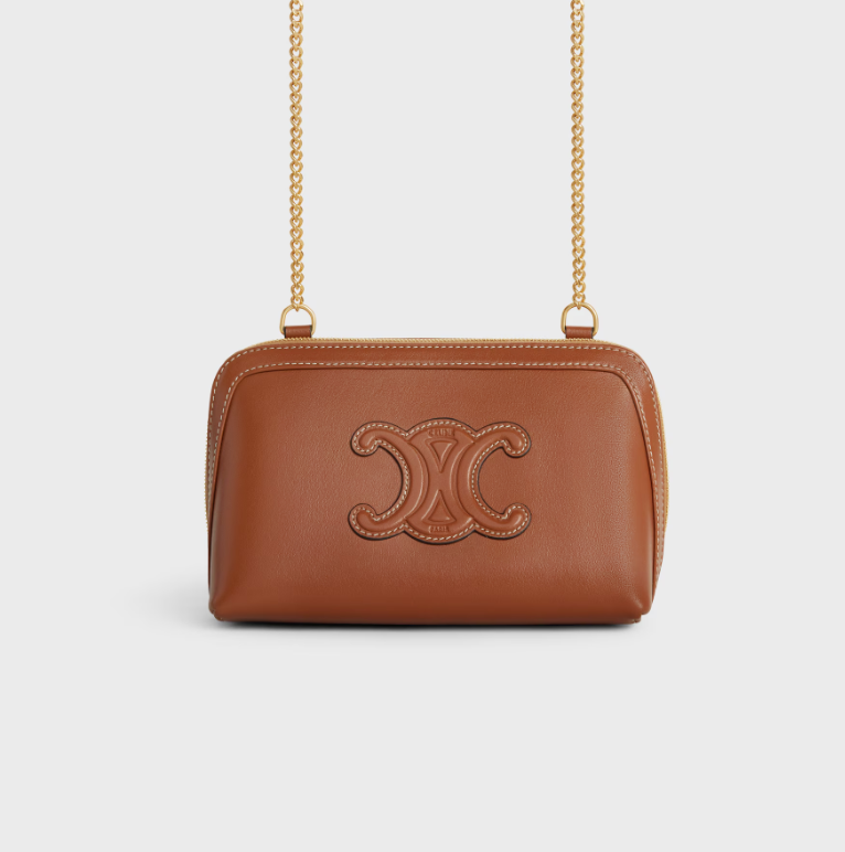 1DA0313-038 [CELINE] Clutch on Chain in Smooth Calfskin Tan #10E383DR8.04LU (BR)