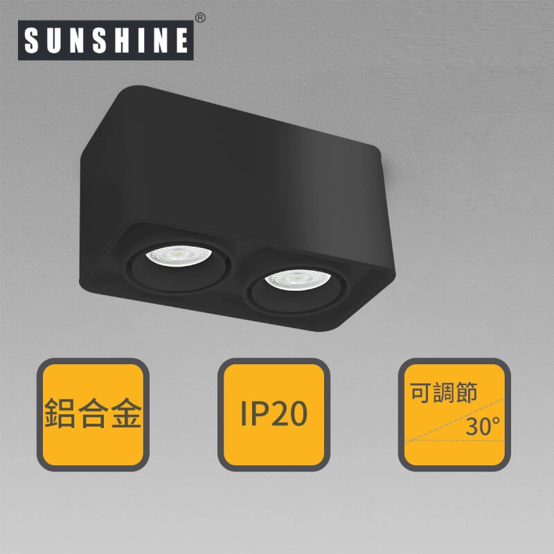 [黑色] 雙頭方形盒仔燈燈具(不包GU10燈膽) FSAB-S2