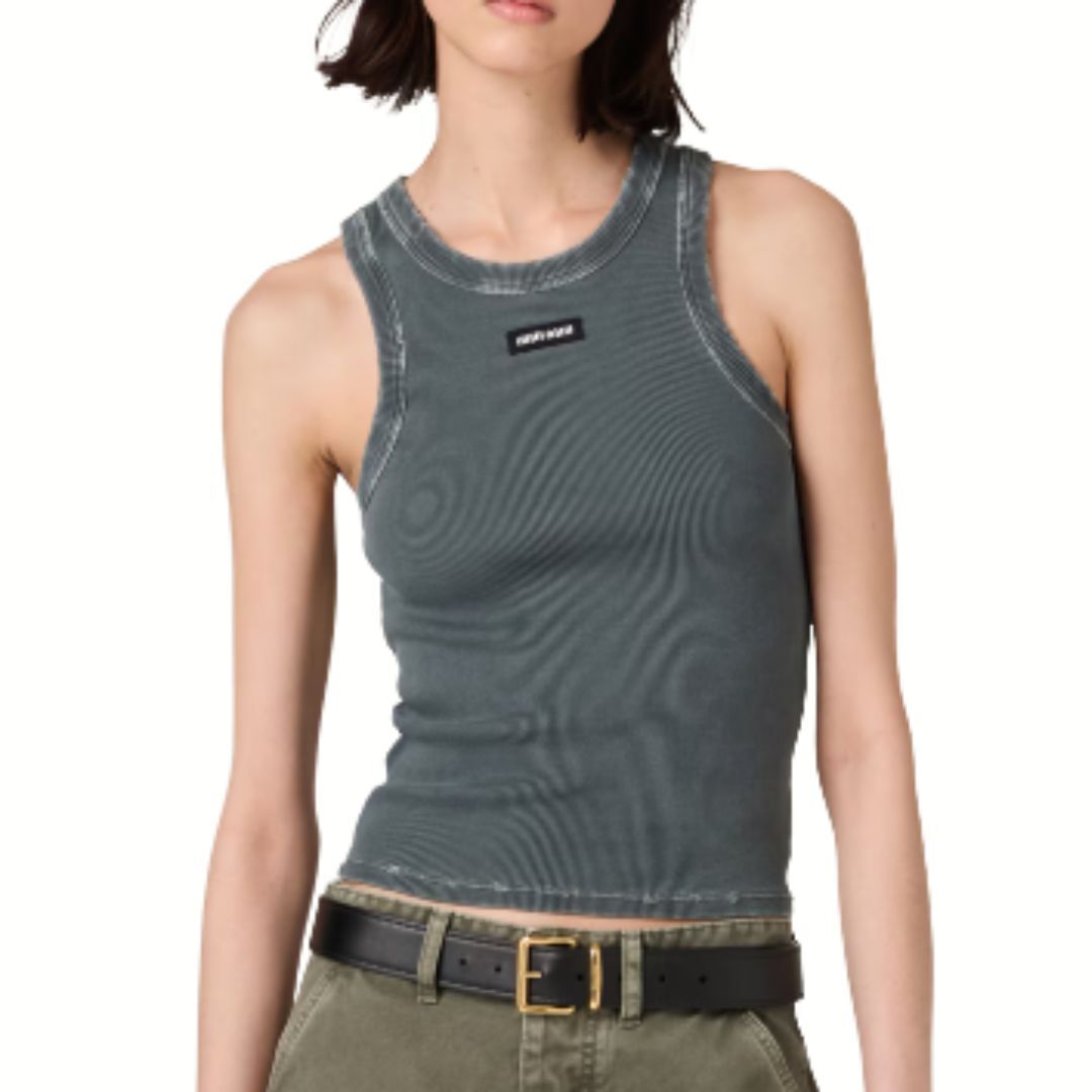 1DA0313-017 [MIU MIU] Grey Ribbed Knit Tank Top #MJT69615NM/F0031 (BR)