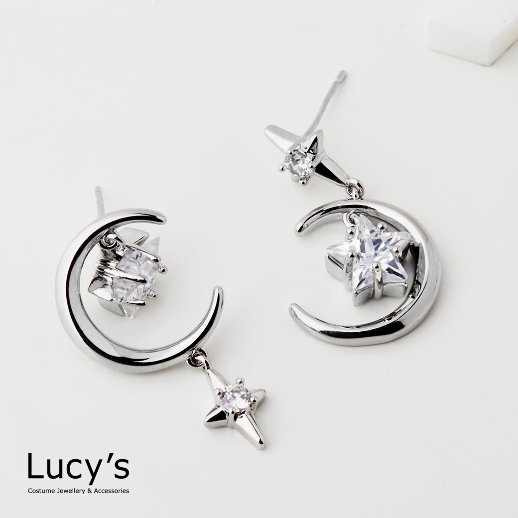 晶鑽星月 耳環 (三色) (127466/127467/127468)