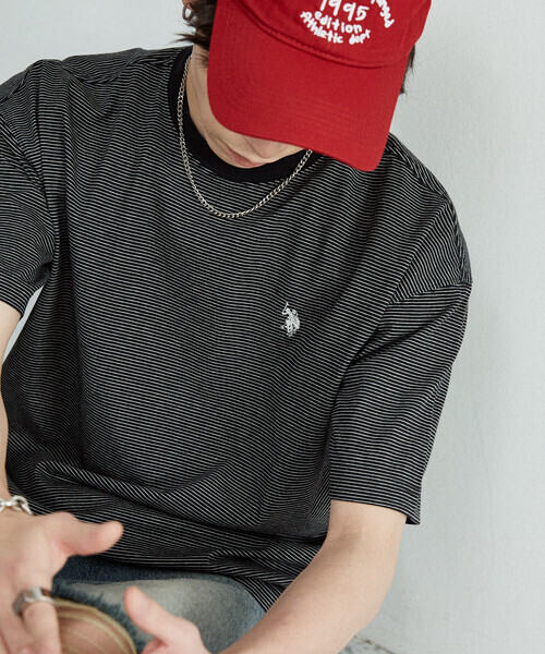 日本🇯🇵連線 U.S. POLO ASSN. × PUBLUX 細線條刺繡寬鬆短袖T恤 男女可穿 基本款 短袖 休閒 簡約風 寬鬆 落肩 4色(任買兩件711免運)/預購