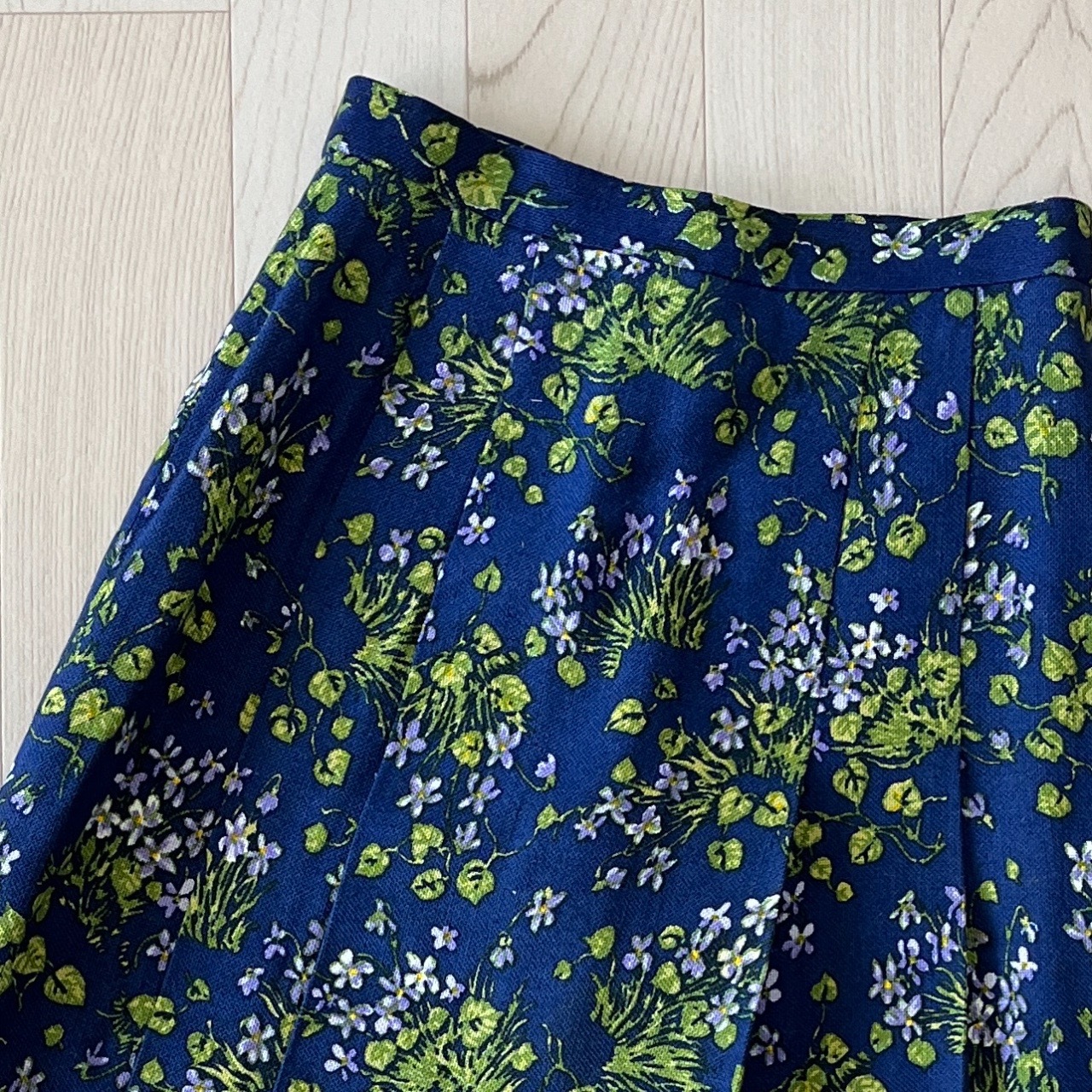 深藍色小碎花古著半裙