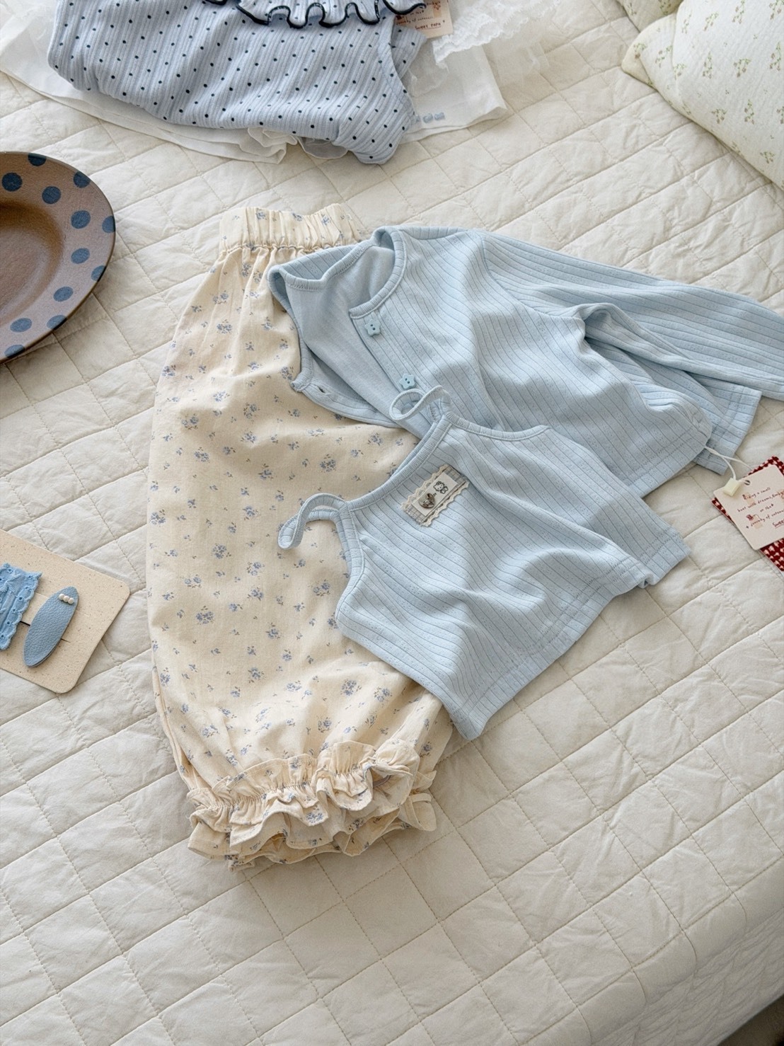 小碎花縮口休閒褲