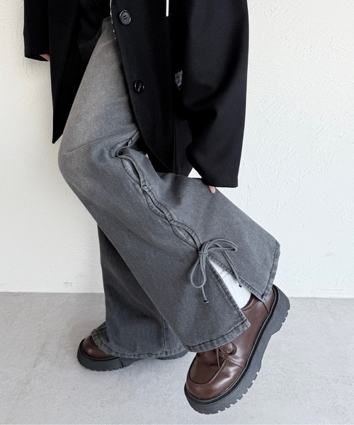 Kutir / Overdyed ribbon flared denim pants