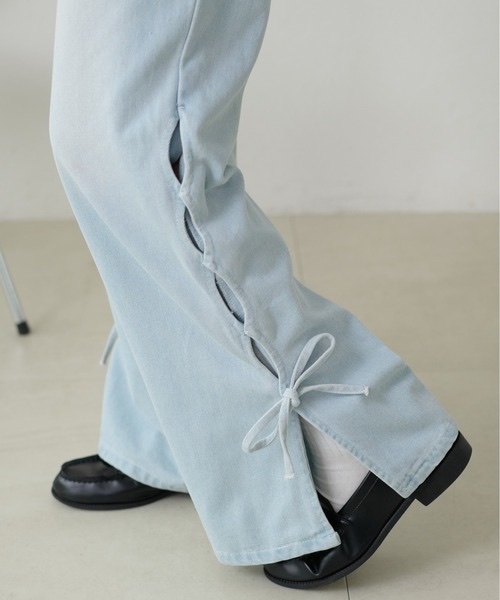 Kutir / Overdyed ribbon flared denim pants