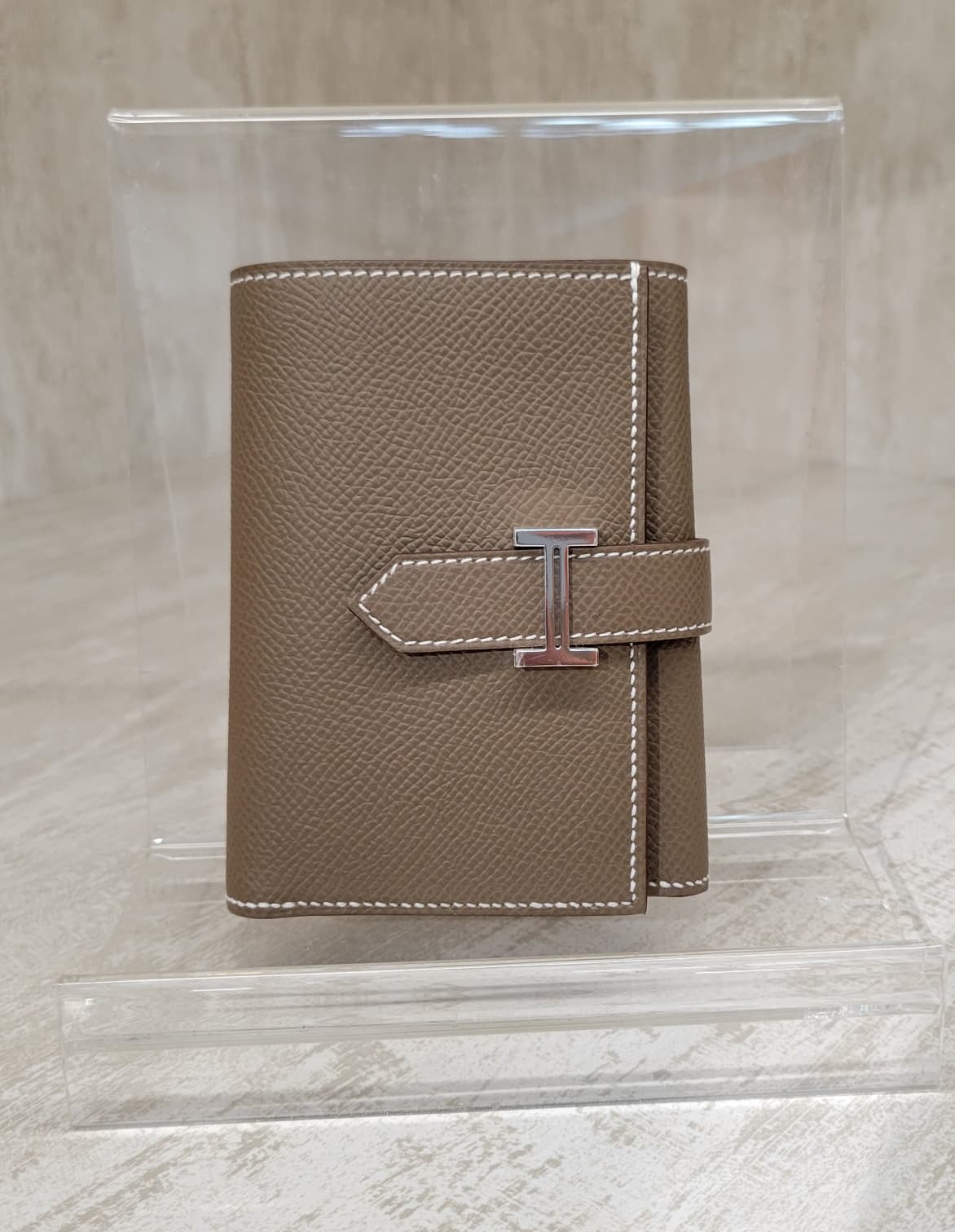 Hermes Bearn combine compact WALLET Etoupe CK 大象灰 銀扣 espom