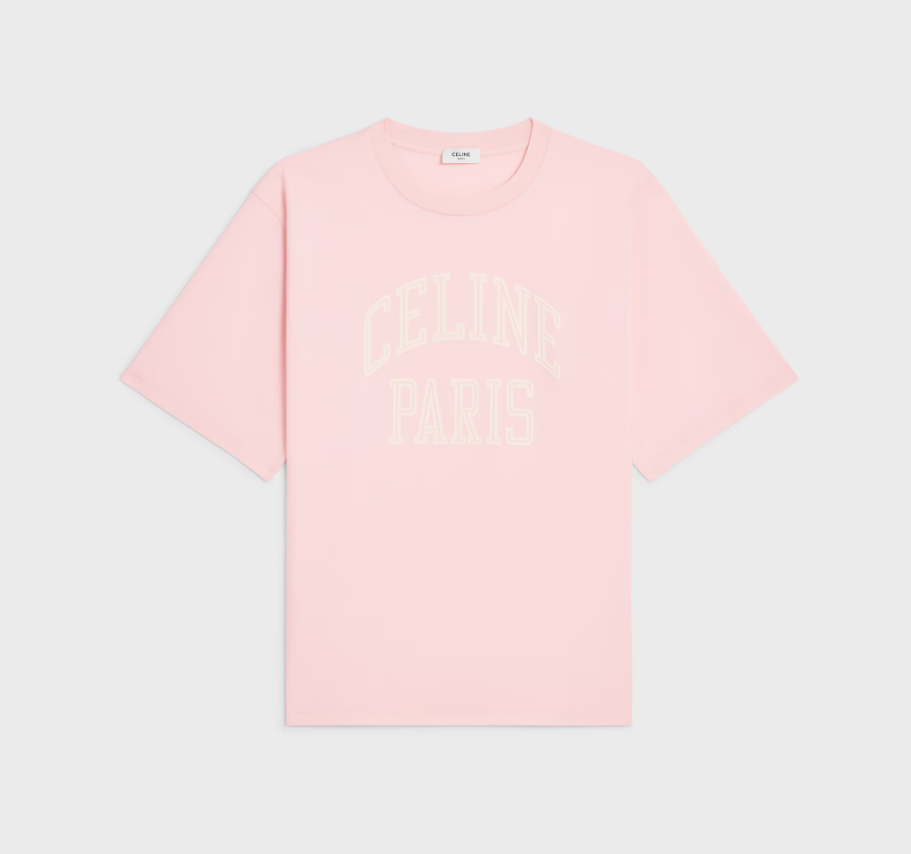 1DA0313-041 [CELINE] Loose T-Shirt in Cotton Jersey Rose Poudre/Off White #RX0CD507Z.GDJ0 (BR)